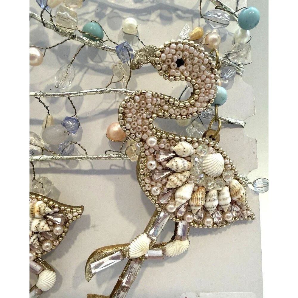 Tommy Bahama Christmas Flamingo Garland Wired Beaded Shells 72